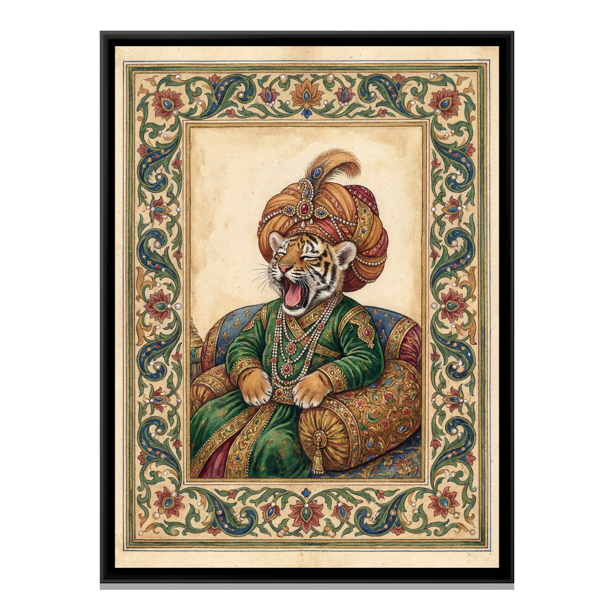 Mughal Tiger Cub — framed canvas print, front view