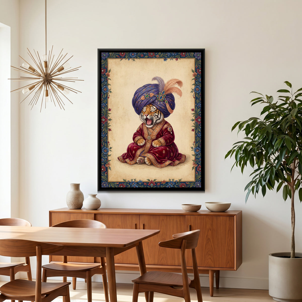 Mughal Tiger Cub — canvas art shown in a styled room
