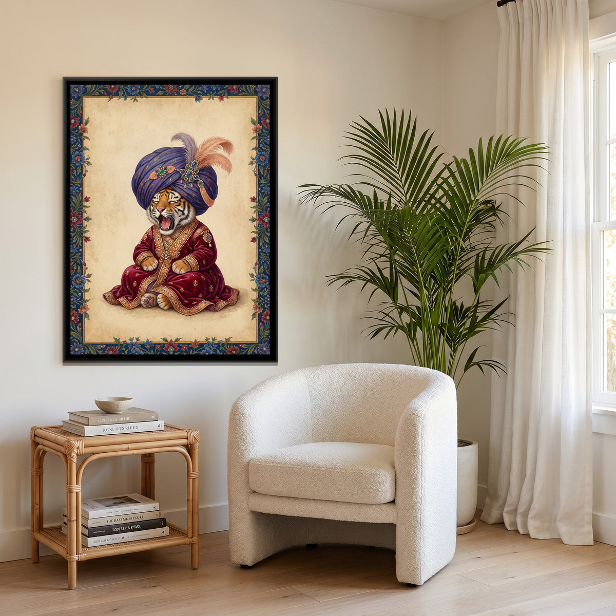 Mughal Tiger Cub — canvas art shown in a second room setting