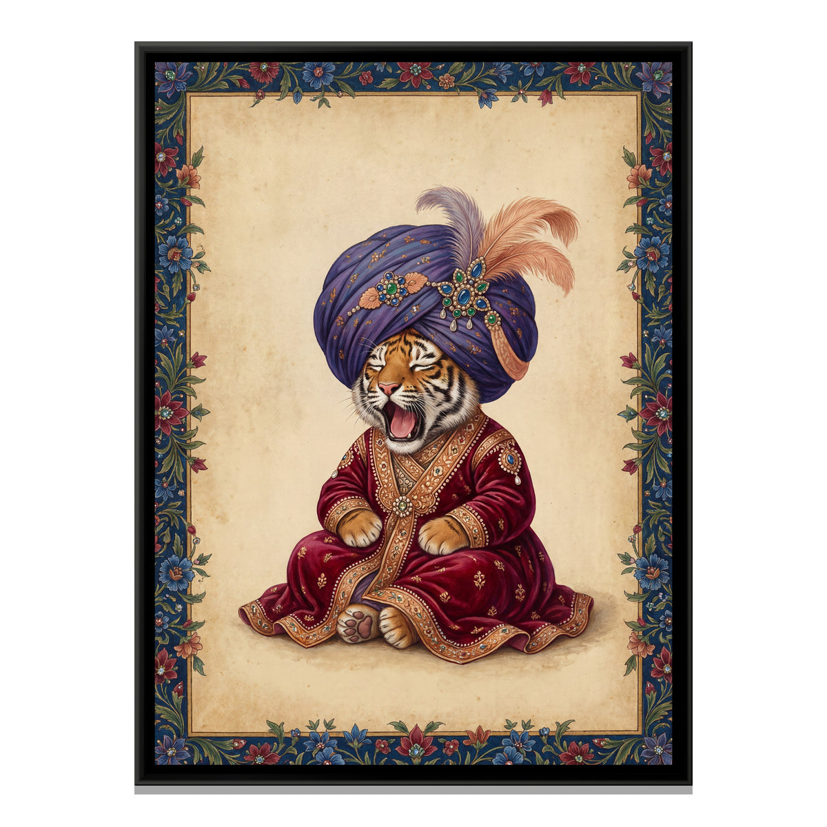 Mughal Tiger Cub — framed canvas print, front view