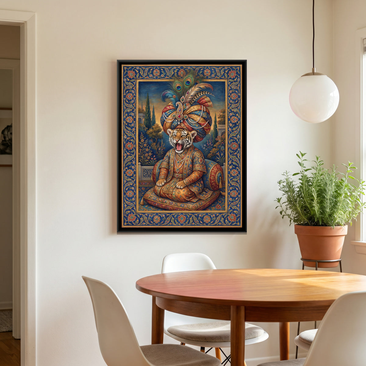 Mughal Tiger Cub — canvas art shown in a styled room