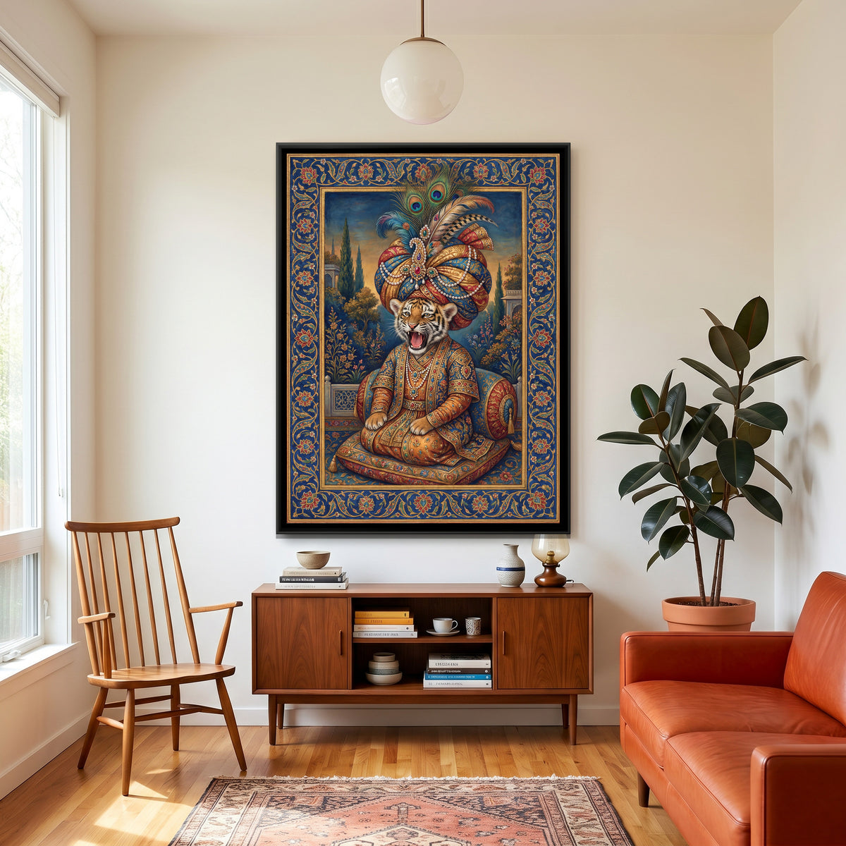 Mughal Tiger Cub — canvas art shown in a second room setting